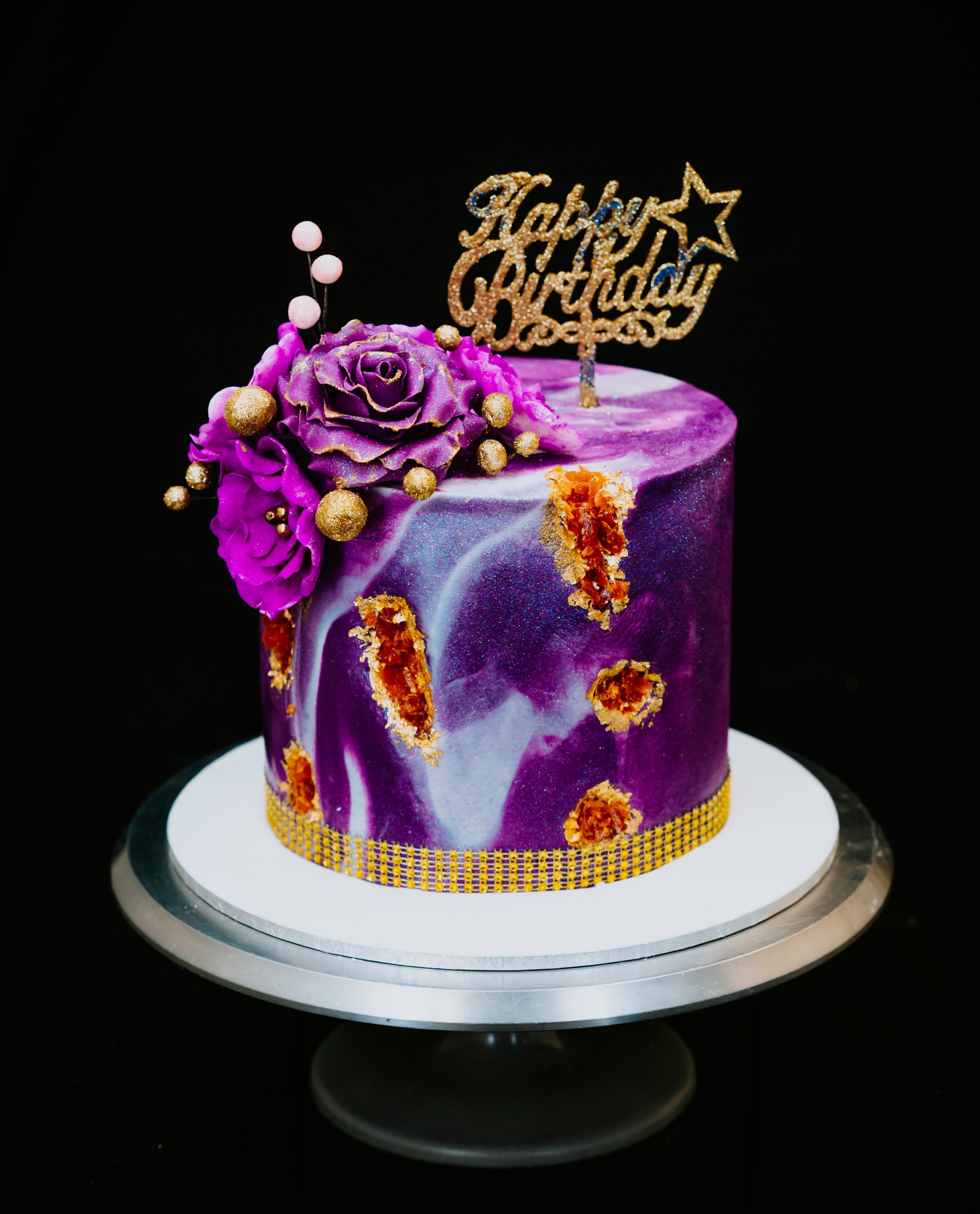 purple birthday cake