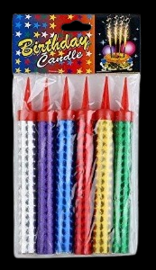 Pack of 6 Multicolored Birthday Candles