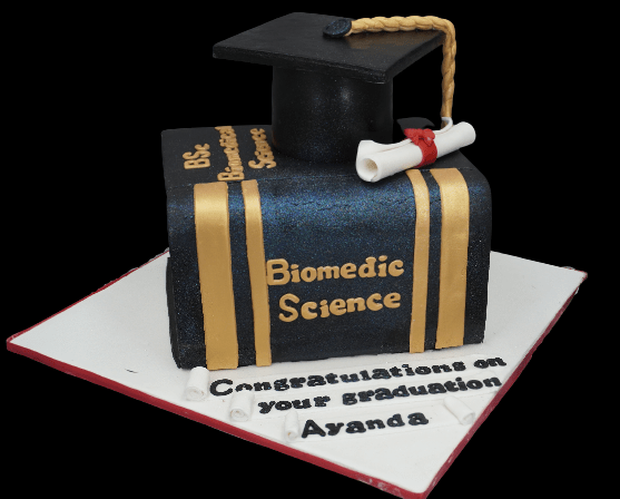 Antonella's Novelty Cakes - 3D graduation cap cake, in a fondant finish  with cardboard backed top and a fondant tassel. Flavour was chocolate mud  with chocolate ganache filling. Congratulations Dominic! All the
