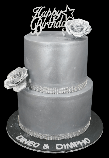 Grey & Silver Hearts layer cake | Birthdays